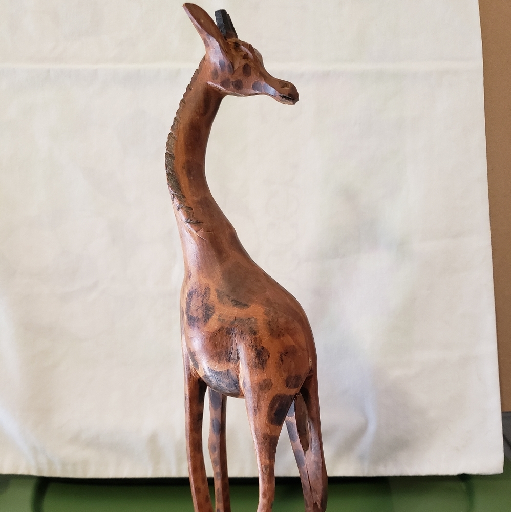 Hand Carved Wood Giraffe